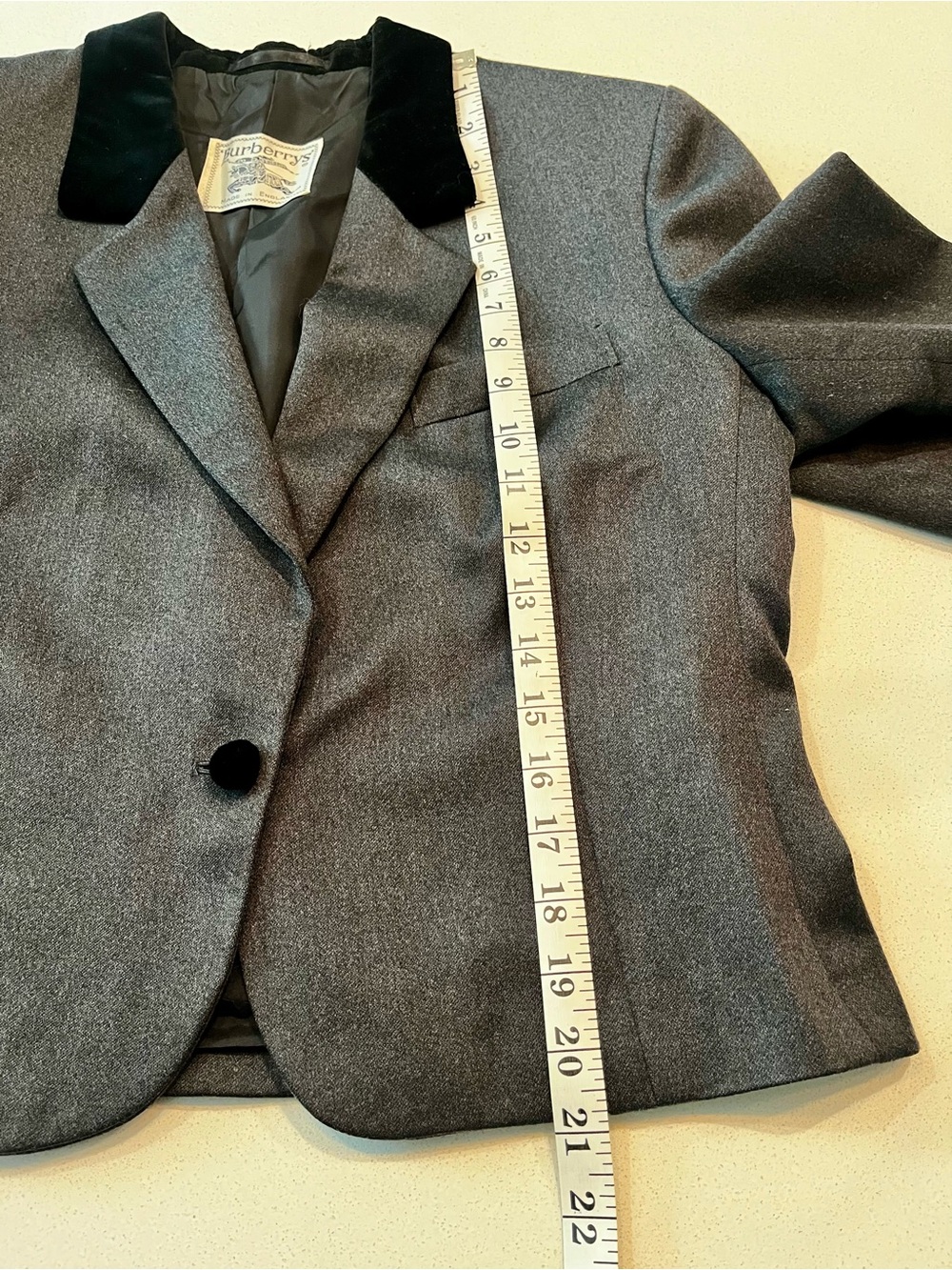 Vintage Burberrys Made in England 100% Wool Velvet Collar Blazer Jacket M - Picture 8 of 10